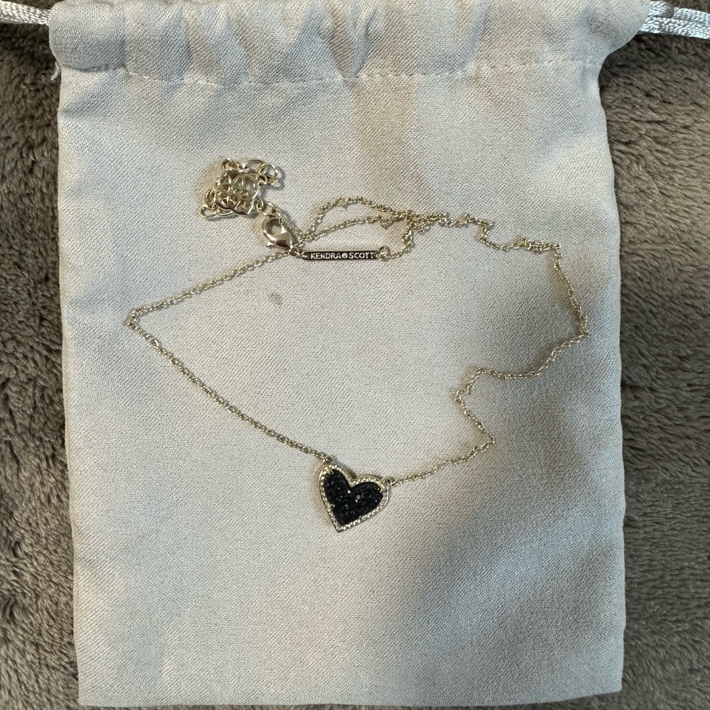 Kendra Scott Black and Silver Heart Pendant Necklace